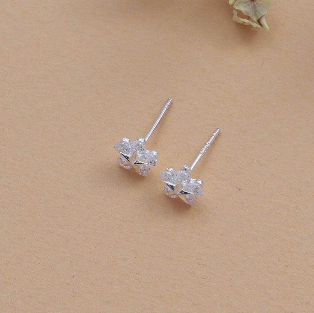 Clear Crystal Snowflake Earrings with snowman graphic