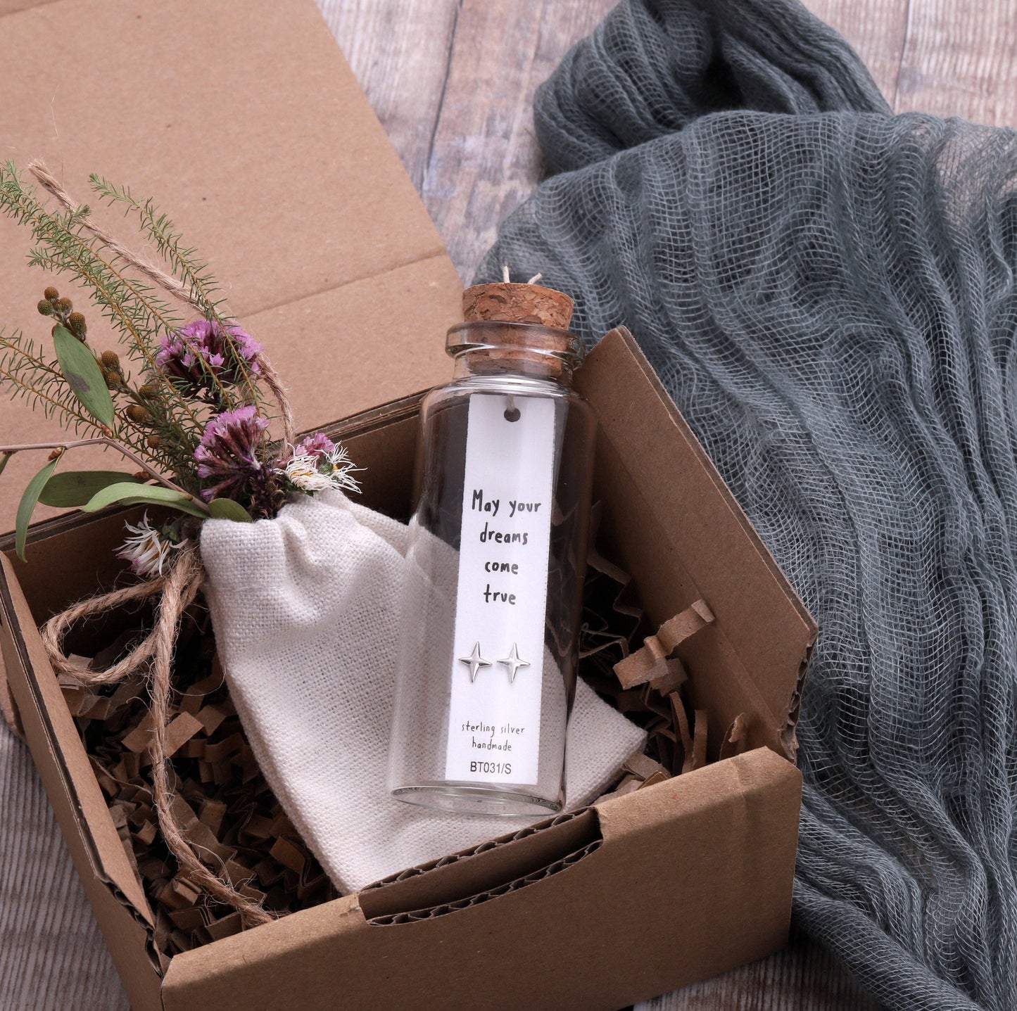 Message Bottle Earrings 'Dreams Come True'