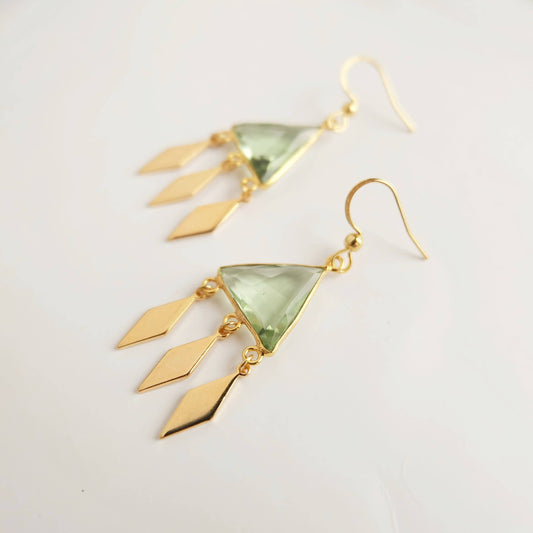 Green Gemstone Bohemian Dangle Earrings