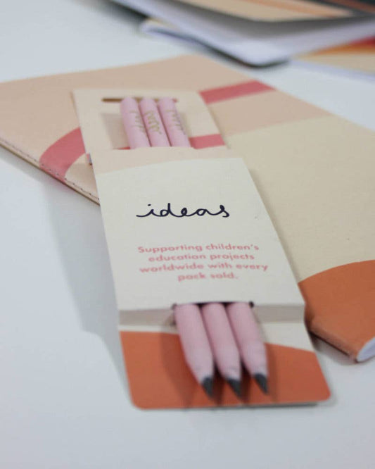 Pencils Pack of 3 recycled - Ideas Cream & Carnation