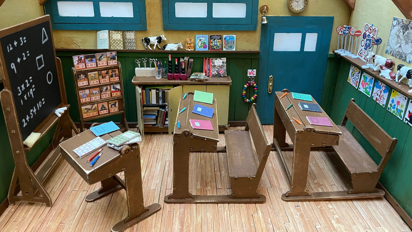 Kids DIY Dollhouse Furniture Kit - Classroom (Scale 1:12)
