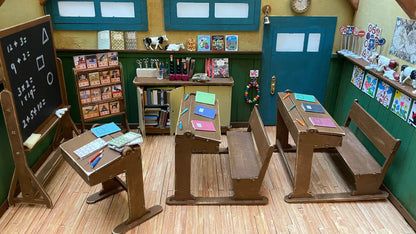 Kids DIY Dollhouse Furniture Kit - Classroom (Scale 1:12)