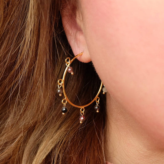 Bohemian Ditsy Gemstone Hoops