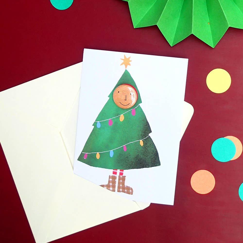 Christmas Tree Costume - Greeting card with badge