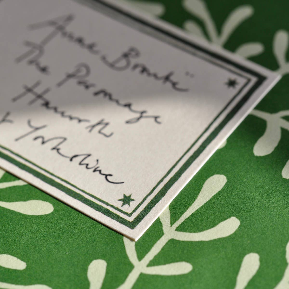 Packet of Ten Patterned Envelopes Sprig Pea Green