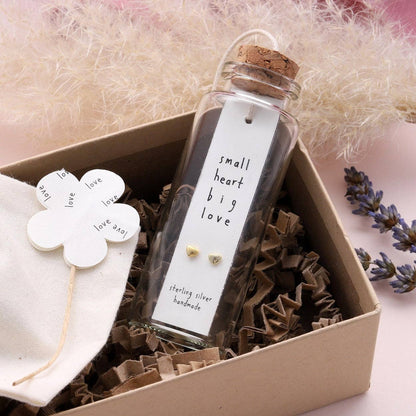 Sterling Silver Earrings in Message Bottle 'Big Love'