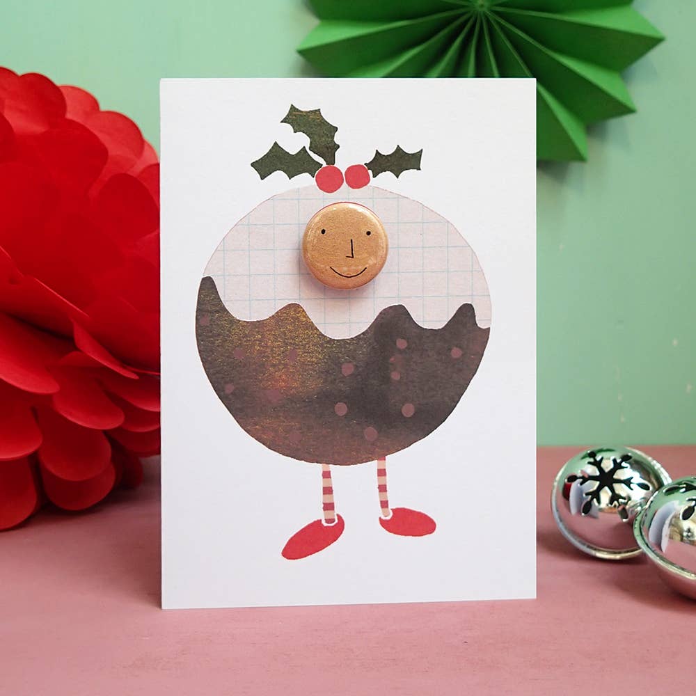 Pudding Costume - Greeting card with badge