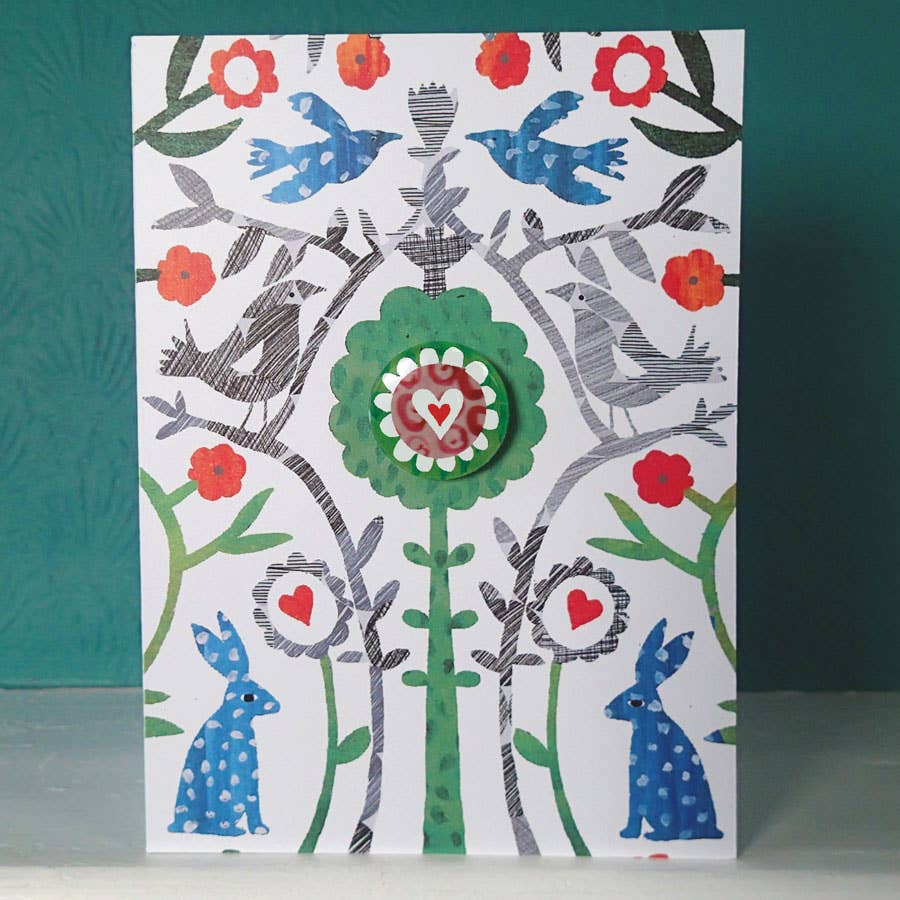 Heart Collage - Greeting card with badge