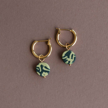 Bits Circle Charm Hoop Earrings