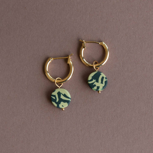 Bits Circle Charm Hoop Earrings