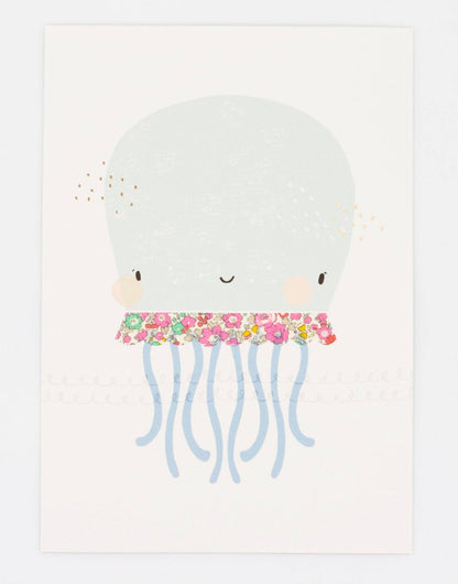 Octopus Nursery Art - made with Liberty fabric