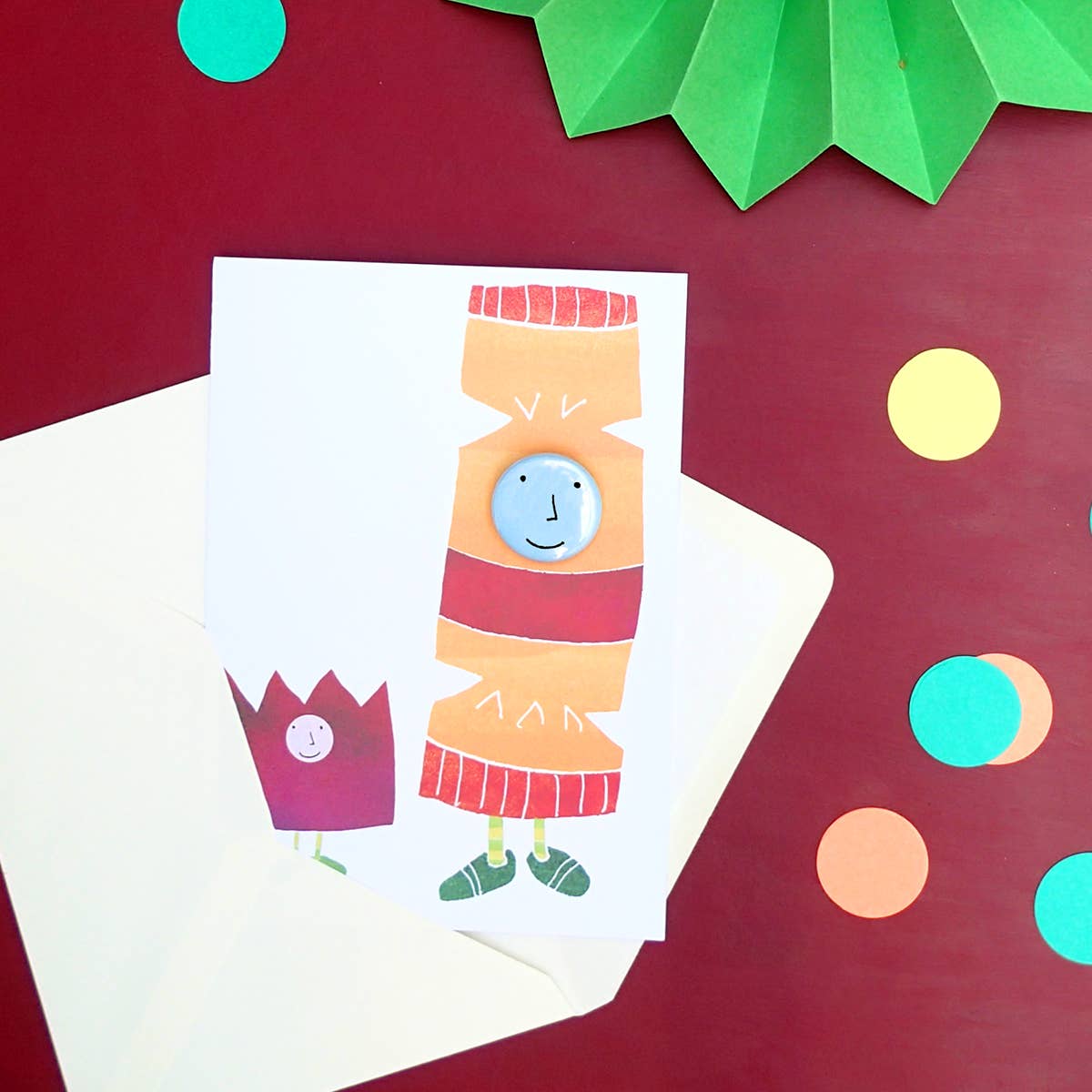 Cracker Costume - Greeting card with badge