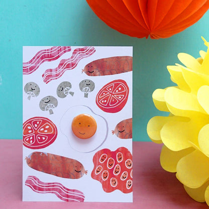 Happy Breakfast - Greeting card with badge