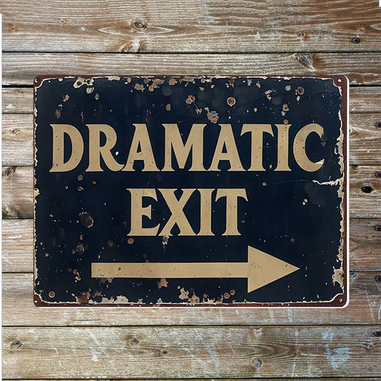 Vintage Style Dramatic Exit Arrow Rust Metal Sign Plaque