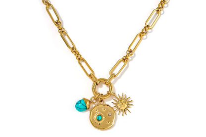 Luma Turquoise Howlite Detachable Charm Pendant Gold Necklace