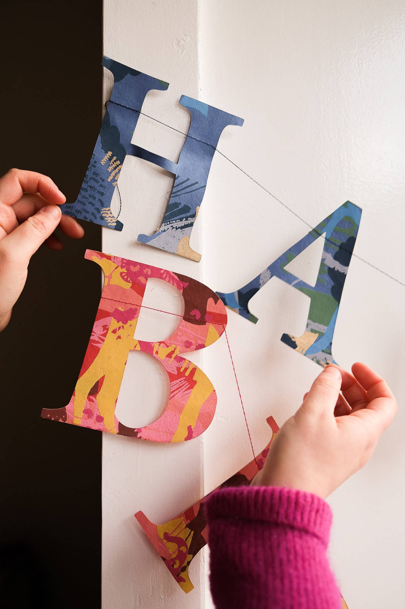 Happy Birthday - Recycled Red Mix Sewn Garland