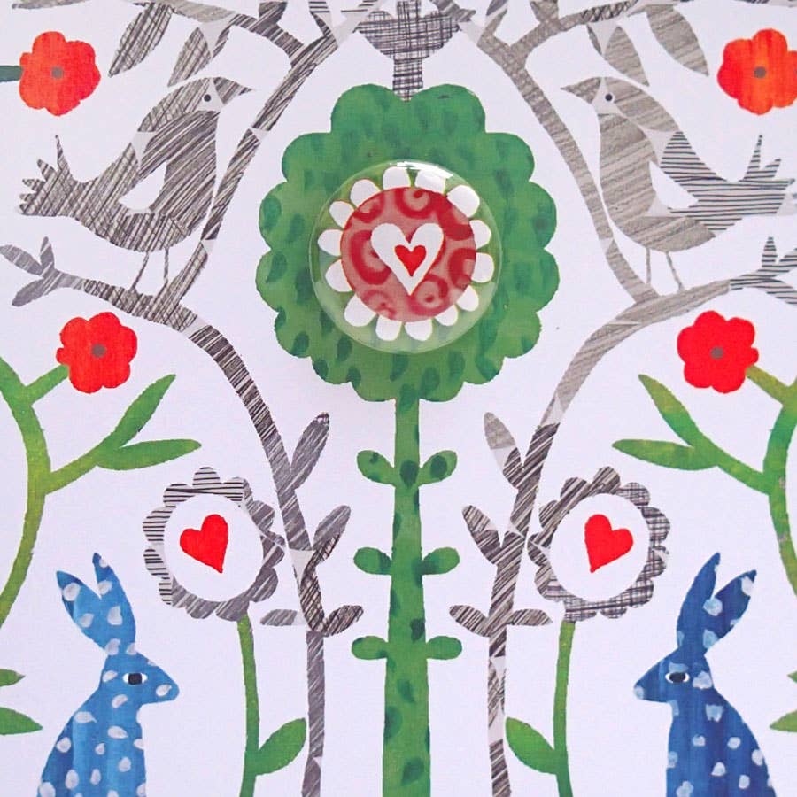 Heart Collage - Greeting card with badge