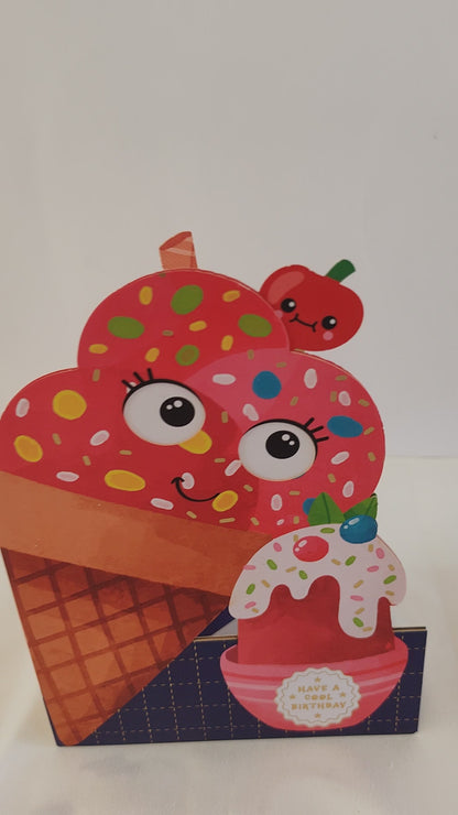 Jiggly eyes ice-cream card