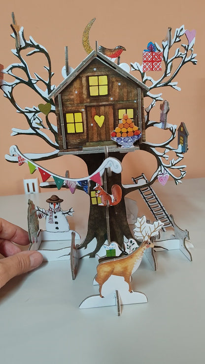 Pop, slot and build Christmas tree house advent calendar.