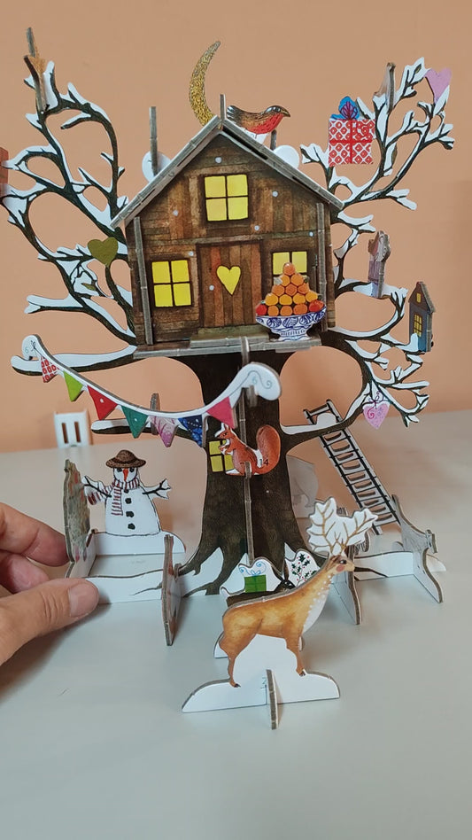 Pop, slot and build Christmas tree house advent calendar.