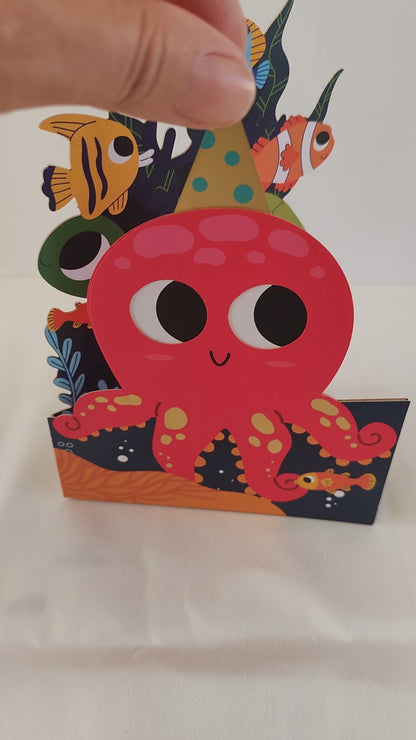 Jiggly eyes octopus greeting card.