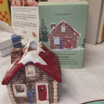 Alpine chalet style incense and tea light holder ceramic