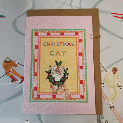 Christmas cat greeting card