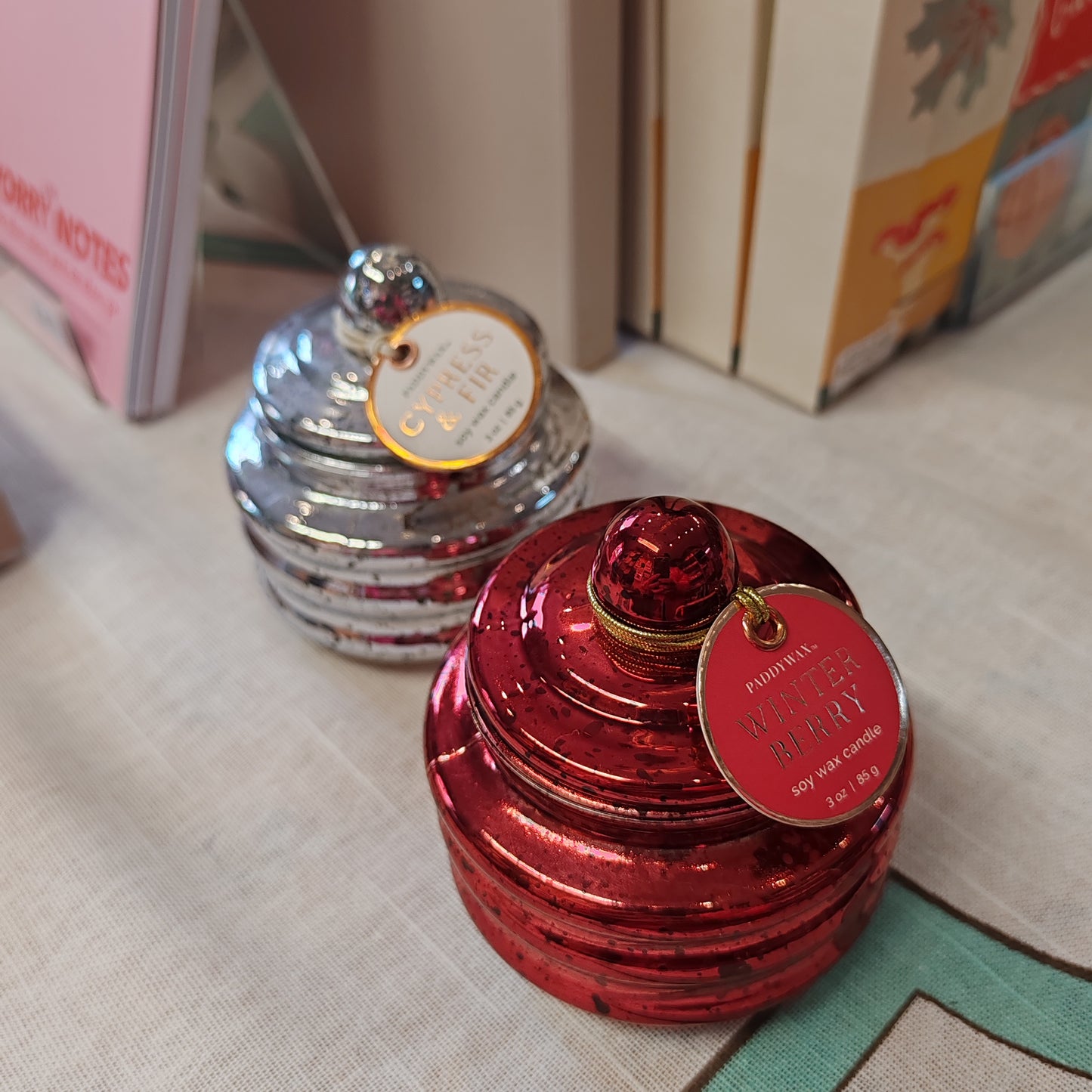 Beam glass candle silver cypress