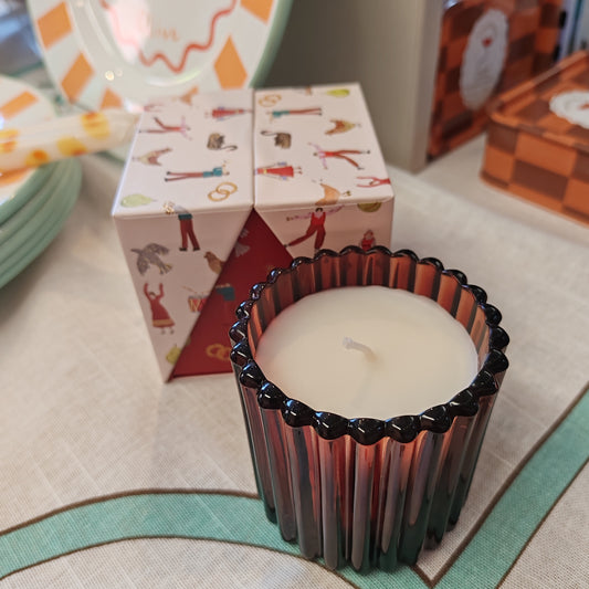 Winter Berry red glass votive scented candle in a festive box