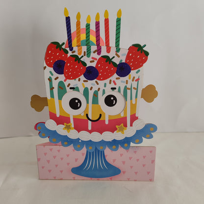 Wobbly eyes greeting card cake