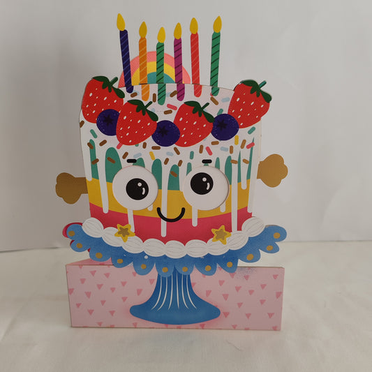 Wobbly eyes greeting card cake