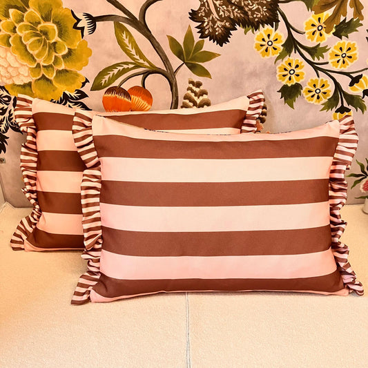 Colours of Arley Pink Stripe  / Ian Mankin cushion