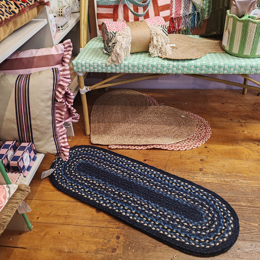 Jute table runner colours Indigo. 13" x 36"