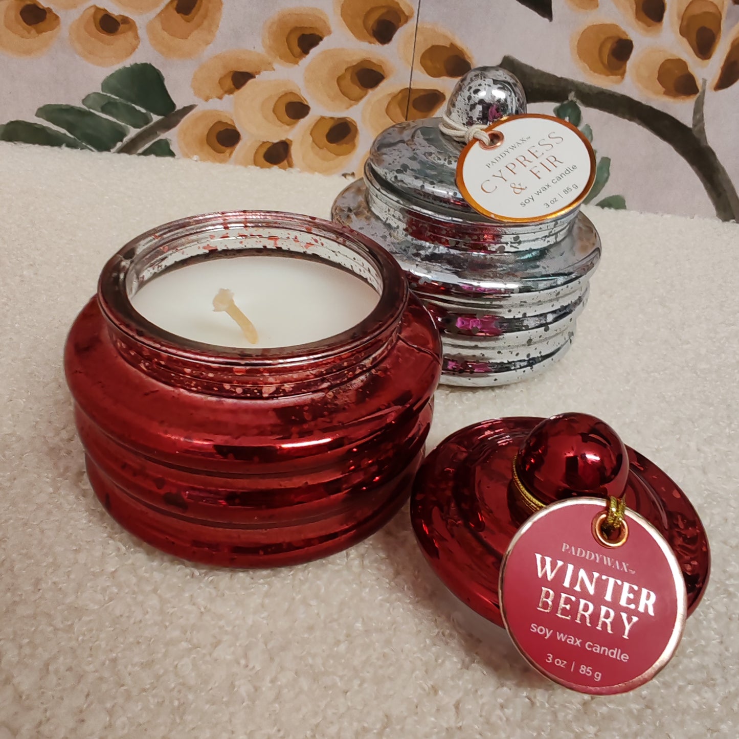 Beam glass candle silver cypress