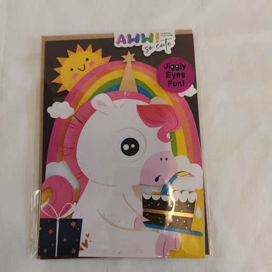Wobbly eyes greeting card Unicorn