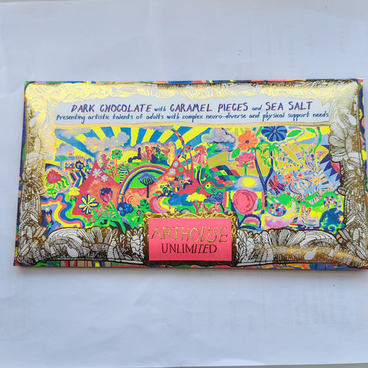 Joy revolution dark chocolate with caramel pieces and sea salt