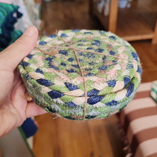 Jute mint set of 6 coasters mint
