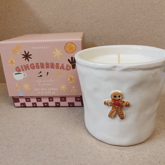 Bistro 8oz ceramic scented candle. Gingerbread man.