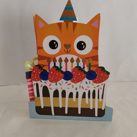 Wobbly eyes greeting card cat