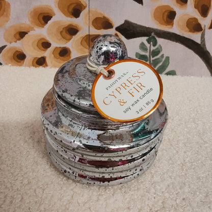 Beam glass candle silver cypress