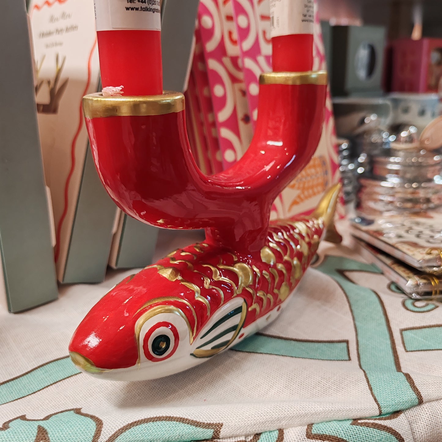 Ceramic koi fish candle holder