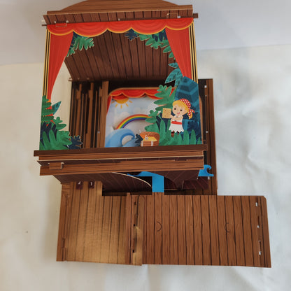 Paper theatre pop up greeting card. Pirate theme