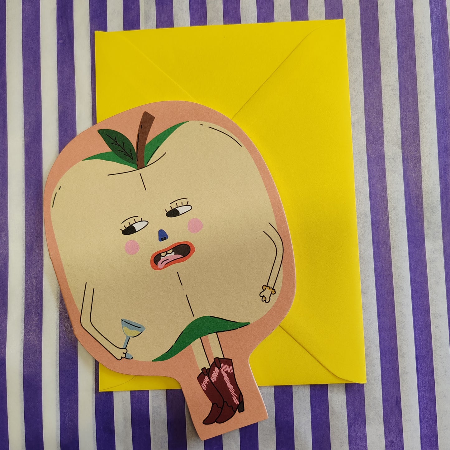 Hey apple cut out greeting card