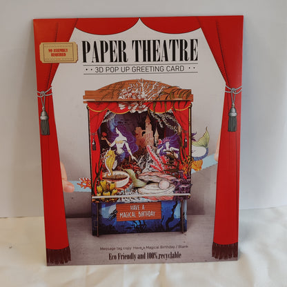 Paper theatre pop up greeting card. Mermaid theme