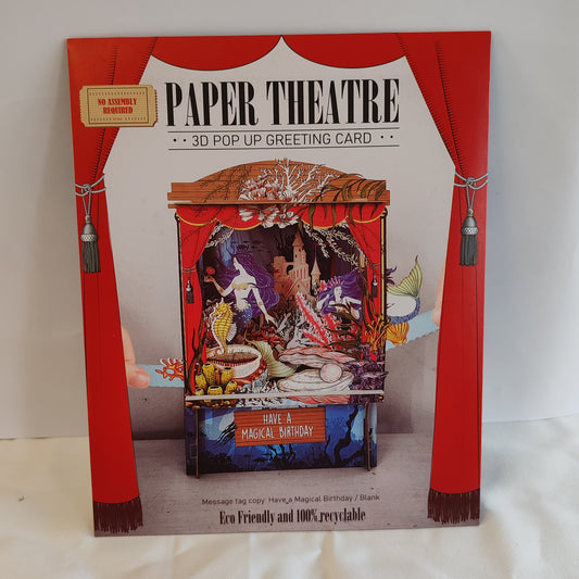 Paper theatre pop up greeting card. Mermaid theme
