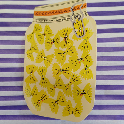 Happy birthday pasta in a jar greeting card