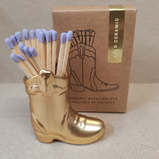 Cowboy boot matchbox holder - Gold