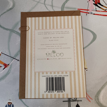 Father Christmas house greeting card