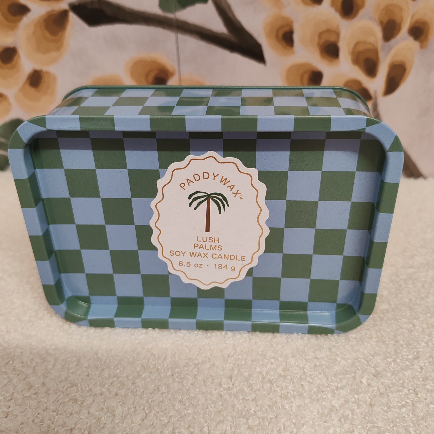 A Dopo 6oz/184g Palm Printed Tin Candle - Lush Palms