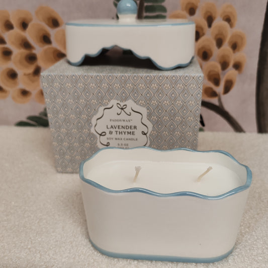 Cherie 5.5oz/155g Ceramic Dish Candle - Blue - Lavender & Tyme